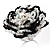 Large Beaded Rose Cocktail Ring (Black & White) - view 3