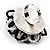 Large Beaded Rose Cocktail Ring (Black & White) - view 5
