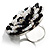 Large Beaded Rose Cocktail Ring (Black & White) - view 7