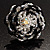Large Beaded Rose Cocktail Ring (Black & White) - view 2