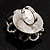 Large Beaded Rose Cocktail Ring (Black & White) - view 6