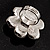Large Beaded Rose Cocktail Ring (Black & White) - view 10