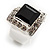 Emerald-Cut Black CZ Wide Band Fashion Ring - view 7