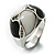 Dome-Shaped Enamel Ring (Black & White)