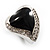 Black Enamel Crystal Heart Ring - view 8