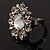Rhodium Plated Diamante Flower Cocktail Ring (Clear) - view 6