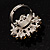 Rhodium Plated Diamante Flower Cocktail Ring (Clear) - view 5