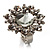 Rhodium Plated Diamante Flower Cocktail Ring (Clear) - view 2