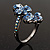 Sky Blue Diamante Butterfly Ring - view 10