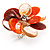 Oversized Plastic Floral Ring (Orange&Brown) - view 2