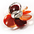 Oversized Plastic Floral Ring (Orange&Brown) - view 4