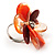 Oversized Plastic Floral Ring (Orange&Brown) - view 5