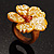 Fancy Flower Wooden Ring (Mustard&White)