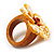Fancy Flower Wooden Ring (Mustard&White) - view 6