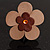 Leather Floral Cocktail Ring (Brown&Beige) - view 2