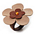 Leather Floral Cocktail Ring (Brown&Beige)