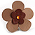 Leather Floral Cocktail Ring (Brown&Beige) - view 7