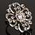 Rhodium Plated Clear Flower Cocktail Ring - view 11