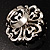 Rhodium Plated Clear Flower Cocktail Ring - view 4