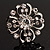 Rhodium Plated Clear Flower Cocktail Ring - view 8