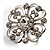 Rhodium Plated Clear Flower Cocktail Ring