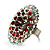 Large Oval-Shaped Crystal Cocktail Ring (Red) - view 2