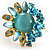 Sky Blue Diamante Enamel Floral Cocktail Ring - view 3