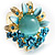 Sky Blue Diamante Enamel Floral Cocktail Ring - view 5