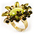 Olive Green Diamante Enamel Floral Cocktail Ring - view 2