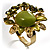Olive Green Diamante Enamel Floral Cocktail Ring - view 3