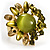 Olive Green Diamante Enamel Floral Cocktail Ring - view 9