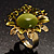 Olive Green Diamante Enamel Floral Cocktail Ring - view 12