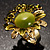 Olive Green Diamante Enamel Floral Cocktail Ring - view 4