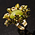 Olive Green Diamante Enamel Floral Cocktail Ring