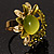 Olive Green Diamante Enamel Floral Cocktail Ring - view 13