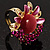 Magenta Diamante Enamel Floral Cocktail Ring - view 5