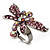 Rhodium Plated Diamante Dragonfly Fashion Ring (Pink) - view 2