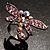 Rhodium Plated Diamante Dragonfly Fashion Ring (Pink) - view 7