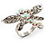 Rhodium Plated Diamante Dragonfly Fashion Ring (Ice Clear) - view 3