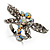 Rhodium Plated Diamante Dragonfly Fashion Ring (Ice Clear) - view 7