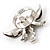 Rhodium Plated Diamante Dragonfly Fashion Ring (Ice Clear) - view 9