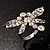 Rhodium Plated Diamante Dragonfly Fashion Ring (Ice Clear) - view 4