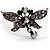 Rhodium Plated Diamante Dragonfly Fashion Ring (Jet Black) - view 2