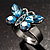 Sky Blue Small Crystal Butterfly Ring - view 2