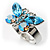 Sky Blue Small Crystal Butterfly Ring - view 6