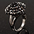 Jet Black Crystal Cocktail Ring (Burnished Silver Tone) - view 9