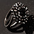Jet Black Crystal Cocktail Ring (Burnished Silver Tone) - view 10