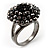 Jet Black Crystal Cocktail Ring (Burnished Silver Tone) - view 5