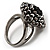Jet Black Crystal Cocktail Ring (Burnished Silver Tone) - view 3