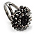 Jet Black Crystal Cocktail Ring (Burnished Silver Tone) - view 4